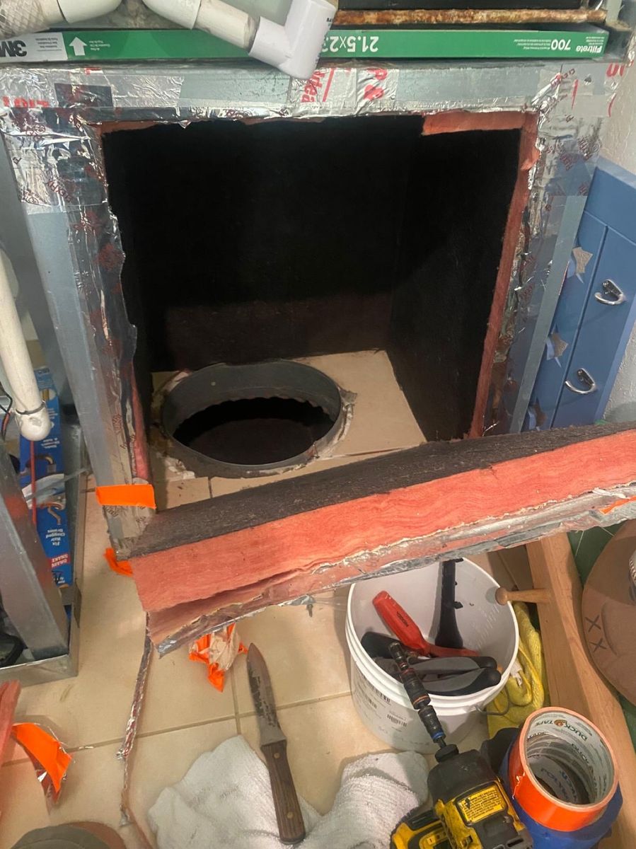Air duct interior before professional cleaning